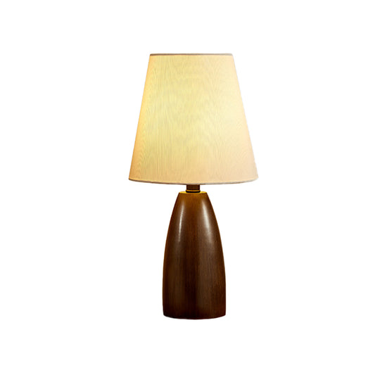 Resin Jar Night Stand Lamp Nordic Single Bulb Brown Table Light with Deep Cone Fabric Shade Clearhalo 'Lamps' 'Table Lamps' Lighting' 1460090