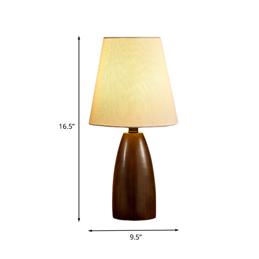 Resin Jar Night Stand Lamp Nordic Single Bulb Brown Table Light with Deep Cone Fabric Shade Clearhalo 'Lamps' 'Table Lamps' Lighting' 1460091