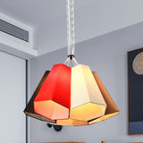 Ridged Conical Loft House Hanging Light Fabric 6 Heads Modern Stylish Multi Light Pendant Lighting in Red-White Red-White Clearhalo 'Ceiling Lights' 'Modern Pendants' 'Modern' 'Pendant Lights' 'Pendants' Lighting' 1460107