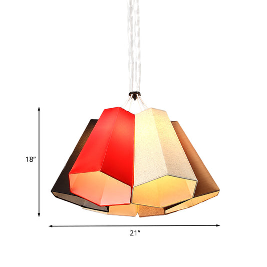 Ridged Conical Loft House Hanging Light Fabric 6 Heads Modern Stylish Multi Light Pendant Lighting in Red-White Clearhalo 'Ceiling Lights' 'Modern Pendants' 'Modern' 'Pendant Lights' 'Pendants' Lighting' 1460111