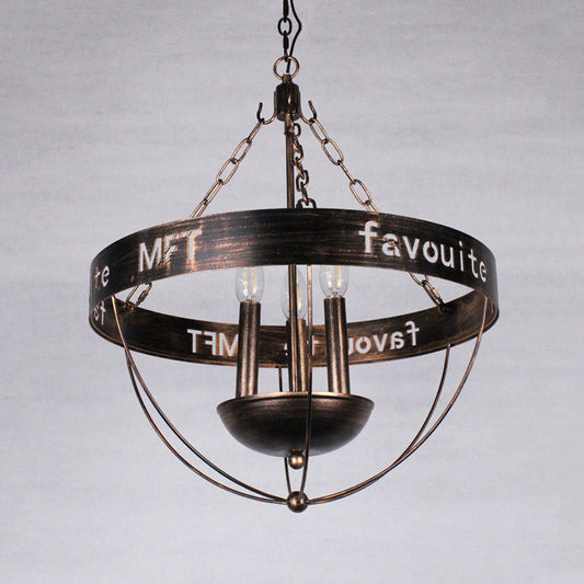 Candlestick Iron Chandelier Light Factory 3 Bulbs Living Room Hanging Pendant Lamp in Black with Wire Guard Clearhalo 'Cast Iron' 'Ceiling Lights' 'Chandeliers' 'Industrial Chandeliers' 'Industrial' 'Metal' 'Middle Century Chandeliers' 'Rustic Chandeliers' 'Tiffany' Lighting' 1460115