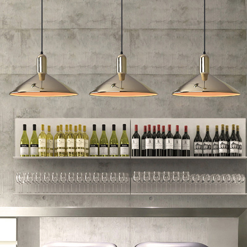 Iron Gold/Silver Down Lighting Tapered 1-Bulb Industrial Style Pendant Light Fixture for Living Room Clearhalo 'Art Deco Pendants' 'Cast Iron' 'Ceiling Lights' 'Ceramic' 'Crystal' 'Industrial Pendants' 'Industrial' 'Metal' 'Middle Century Pendants' 'Pendant Lights' 'Pendants' 'Tiffany' Lighting' 1460124