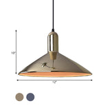 Iron Gold/Silver Down Lighting Tapered 1-Bulb Industrial Style Pendant Light Fixture for Living Room Clearhalo 'Art Deco Pendants' 'Cast Iron' 'Ceiling Lights' 'Ceramic' 'Crystal' 'Industrial Pendants' 'Industrial' 'Metal' 'Middle Century Pendants' 'Pendant Lights' 'Pendants' 'Tiffany' Lighting' 1460126