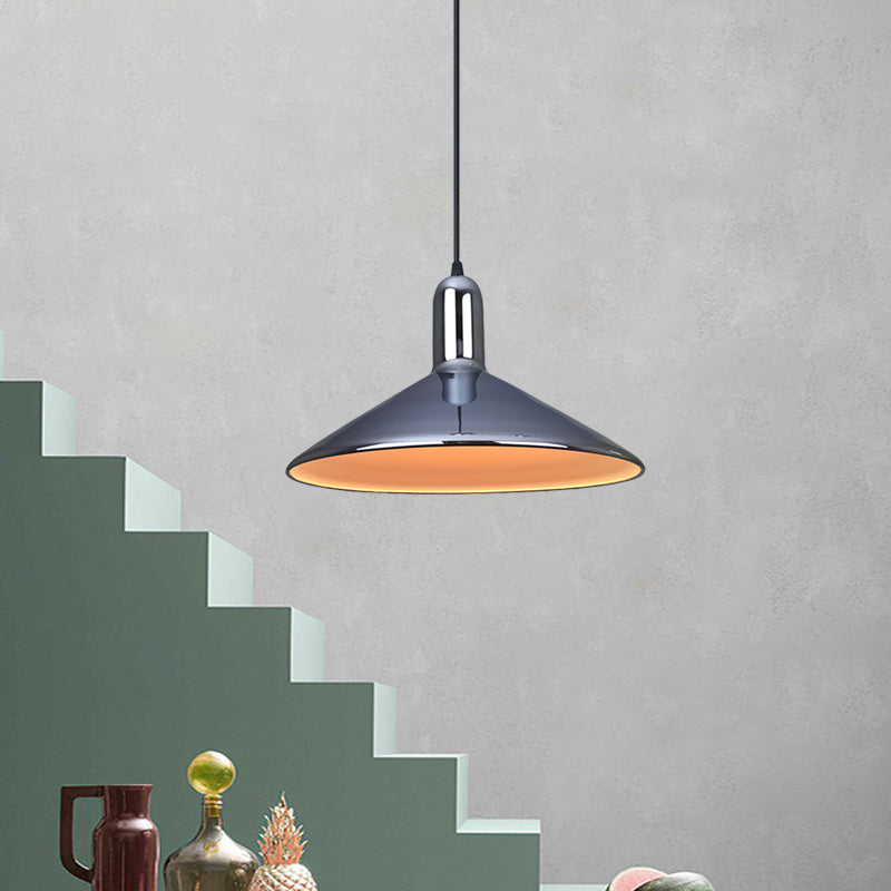 Iron Gold/Silver Down Lighting Tapered 1-Bulb Industrial Style Pendant Light Fixture for Living Room Clearhalo 'Art Deco Pendants' 'Cast Iron' 'Ceiling Lights' 'Ceramic' 'Crystal' 'Industrial Pendants' 'Industrial' 'Metal' 'Middle Century Pendants' 'Pendant Lights' 'Pendants' 'Tiffany' Lighting' 1460129