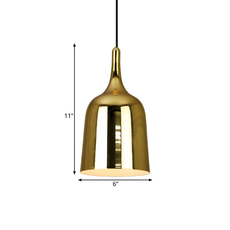 Bell Living Room Hanging Light Industrial Style Iron 1-Bulb Gold Finish Ceiling Suspension Lamp Clearhalo 'Art Deco Pendants' 'Cast Iron' 'Ceiling Lights' 'Ceramic' 'Crystal' 'Industrial Pendants' 'Industrial' 'Metal' 'Middle Century Pendants' 'Pendant Lights' 'Pendants' 'Tiffany' Lighting' 1460135