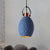Elliptical Restaurant Down Lighting Pendant Industrial Black/White/Blue Textured Glass 1 Bulb Copper Hanging Light with Handle Blue Clearhalo 'Ceiling Lights' 'Glass shade' 'Glass' 'Industrial Pendants' 'Industrial' 'Middle Century Pendants' 'Pendant Lights' 'Pendants' 'Tiffany' Lighting' 1460216