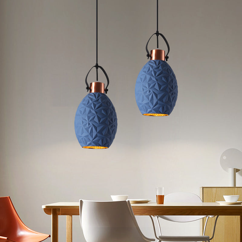 Elliptical Restaurant Down Lighting Pendant Industrial Black/White/Blue Textured Glass 1 Bulb Copper Hanging Light with Handle Clearhalo 'Ceiling Lights' 'Glass shade' 'Glass' 'Industrial Pendants' 'Industrial' 'Middle Century Pendants' 'Pendant Lights' 'Pendants' 'Tiffany' Lighting' 1460218