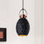 Elliptical Restaurant Down Lighting Pendant Industrial Black/White/Blue Textured Glass 1 Bulb Copper Hanging Light with Handle Black Clearhalo 'Ceiling Lights' 'Glass shade' 'Glass' 'Industrial Pendants' 'Industrial' 'Middle Century Pendants' 'Pendant Lights' 'Pendants' 'Tiffany' Lighting' 1460221