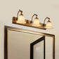 Cream Glass Bloom Bar Light Colonial 1/2/3-Head Bathroom Vanity Lighting Fixture in Gold with Leaf Decor Clearhalo 'Vanity Lights' 'Wall Lights' Lighting' 1460352