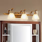 Colonialist Dome Vanity Lighting Idea 1/2/3-Light Cream Glass Bathroom Wall Light in Gold with Curved Arm 3.0 Gold Clearhalo 'Vanity Lights' 'Wall Lights' Lighting' 1460371
