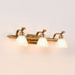 Colonialist Dome Vanity Lighting Idea 1/2/3-Light Cream Glass Bathroom Wall Light in Gold with Curved Arm Clearhalo 'Vanity Lights' 'Wall Lights' Lighting' 1460374