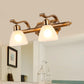 Colonialist Dome Vanity Lighting Idea 1/2/3-Light Cream Glass Bathroom Wall Light in Gold with Curved Arm 2.0 Gold Clearhalo 'Vanity Lights' 'Wall Lights' Lighting' 1460376