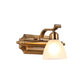 Colonialist Dome Vanity Lighting Idea 1/2/3-Light Cream Glass Bathroom Wall Light in Gold with Curved Arm Clearhalo 'Vanity Lights' 'Wall Lights' Lighting' 1460383