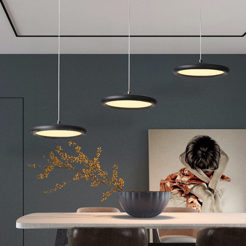 Black/White Thin Disc Multi-Light Pendant Minimal 3 Lights Acrylic Hanging Ceiling Light in Warm/White Light over Kitchen Dinette Clearhalo 'Ceiling Lights' 'Modern Pendants' 'Modern' 'Pendant Lights' 'Pendants' Lighting' 1460406