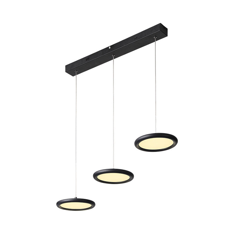 Black/White Thin Disc Multi-Light Pendant Minimal 3 Lights Acrylic Hanging Ceiling Light in Warm/White Light over Kitchen Dinette Clearhalo 'Ceiling Lights' 'Modern Pendants' 'Modern' 'Pendant Lights' 'Pendants' Lighting' 1460408