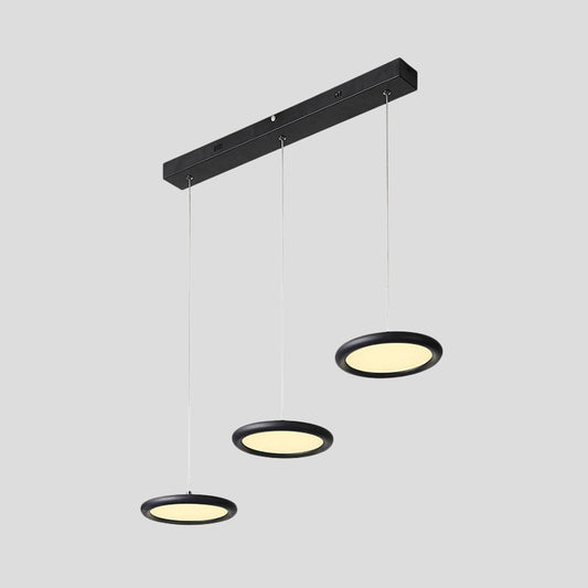 Black/White Thin Disc Multi-Light Pendant Minimal 3 Lights Acrylic Hanging Ceiling Light in Warm/White Light over Kitchen Dinette Clearhalo 'Ceiling Lights' 'Modern Pendants' 'Modern' 'Pendant Lights' 'Pendants' Lighting' 1460409