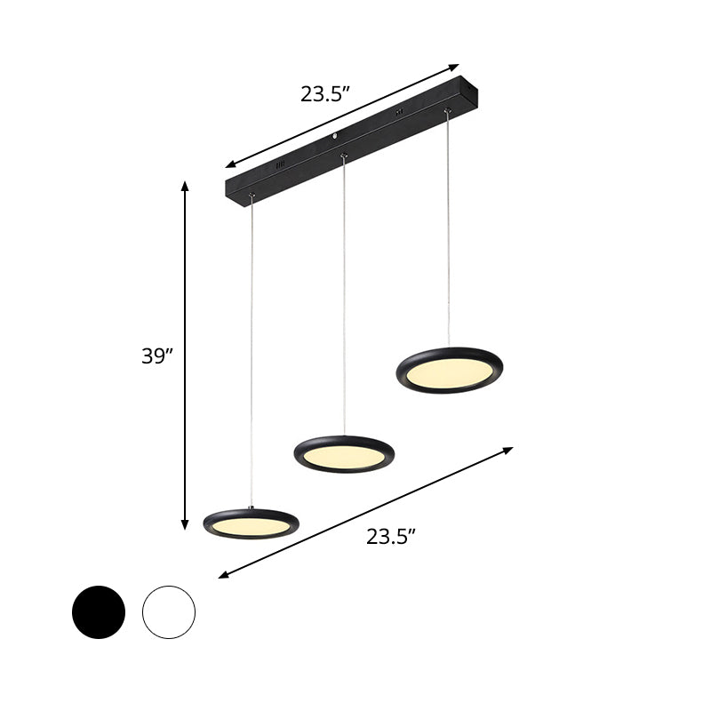 Black/White Thin Disc Multi-Light Pendant Minimal 3 Lights Acrylic Hanging Ceiling Light in Warm/White Light over Kitchen Dinette Clearhalo 'Ceiling Lights' 'Modern Pendants' 'Modern' 'Pendant Lights' 'Pendants' Lighting' 1460410