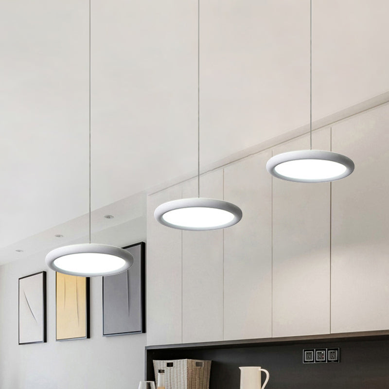 Black/White Thin Disc Multi-Light Pendant Minimal 3 Lights Acrylic Hanging Ceiling Light in Warm/White Light over Kitchen Dinette Clearhalo 'Ceiling Lights' 'Modern Pendants' 'Modern' 'Pendant Lights' 'Pendants' Lighting' 1460411