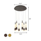 Modern Style Draping Multi Hanging Light Height Adjustable Aluminum 6 Bulbs Dining Room LED Pendant Lighting in Black/Gold Clearhalo 'Ceiling Lights' 'Modern Pendants' 'Modern' 'Pendant Lights' 'Pendants' Lighting' 1460419