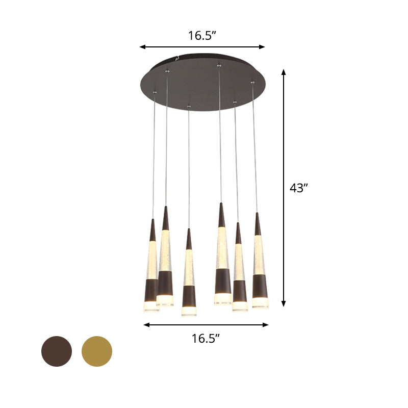 Modern Style Draping Multi Hanging Light Height Adjustable Aluminum 6 Bulbs Dining Room LED Pendant Lighting in Black/Gold Clearhalo 'Ceiling Lights' 'Modern Pendants' 'Modern' 'Pendant Lights' 'Pendants' Lighting' 1460419