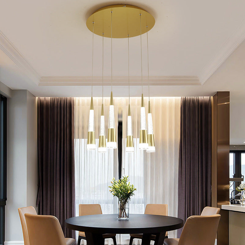 Modern Style Draping Multi Hanging Light Height Adjustable Aluminum 6 Bulbs Dining Room LED Pendant Lighting in Black/Gold Clearhalo 'Ceiling Lights' 'Modern Pendants' 'Modern' 'Pendant Lights' 'Pendants' Lighting' 1460420