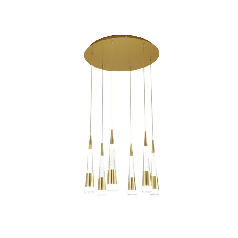 Modern Style Draping Multi Hanging Light Height Adjustable Aluminum 6 Bulbs Dining Room LED Pendant Lighting in Black/Gold Clearhalo 'Ceiling Lights' 'Modern Pendants' 'Modern' 'Pendant Lights' 'Pendants' Lighting' 1460422