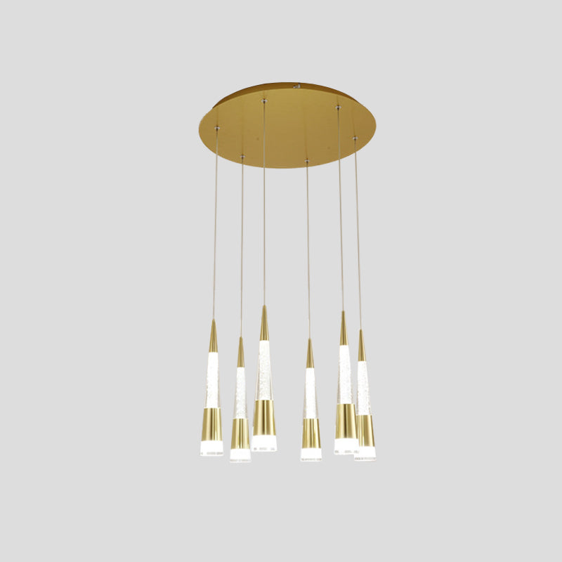 Modern Style Draping Multi Hanging Light Height Adjustable Aluminum 6 Bulbs Dining Room LED Pendant Lighting in Black/Gold Clearhalo 'Ceiling Lights' 'Modern Pendants' 'Modern' 'Pendant Lights' 'Pendants' Lighting' 1460423