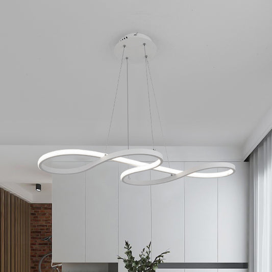 Meandering Aluminum LED Pendant Lamp Minimalist Black/White Chandelier Light Fixture, 24.5/31.5 Inches Wide Clearhalo 'Ceiling Lights' 'Chandeliers' 'Modern Chandeliers' 'Modern' Lighting' 1460430