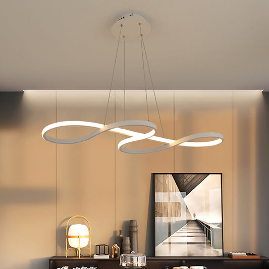 Meandering Aluminum LED Pendant Lamp Minimalist Black/White Chandelier Light Fixture, 24.5/31.5 Inches Wide White Clearhalo 'Ceiling Lights' 'Chandeliers' 'Modern Chandeliers' 'Modern' Lighting' 1460431