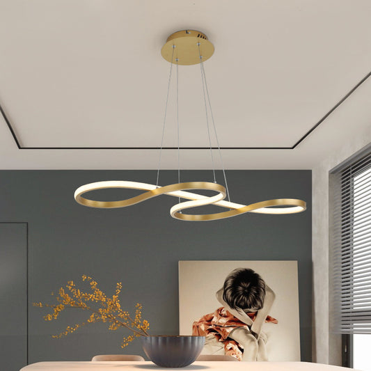 Twisty Pendant Chandelier Simplicity Acrylic Gold Finish 24.5"/31.5" Wide LED Hanging Lamp over Dining Table Gold Clearhalo 'Ceiling Lights' 'Chandeliers' 'Modern Chandeliers' 'Modern' Lighting' 1460435