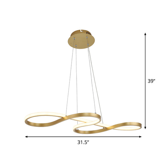 Twisty Pendant Chandelier Simplicity Acrylic Gold Finish 24.5"/31.5" Wide LED Hanging Lamp over Dining Table Clearhalo 'Ceiling Lights' 'Chandeliers' 'Modern Chandeliers' 'Modern' Lighting' 1460439