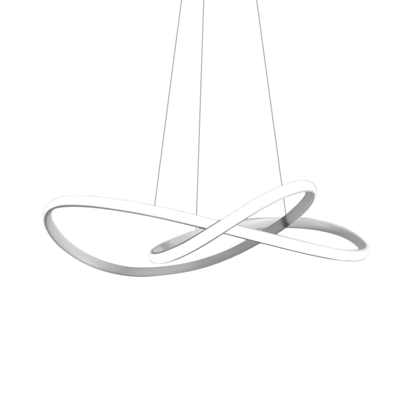 Curving LED Chandelier Light Minimal Acrylic Dining Table Suspension Lamp in Black/White/Gold, 19.5"/23.5" Width Clearhalo 'Ceiling Lights' 'Chandeliers' 'Modern Chandeliers' 'Modern' Lighting' 1460452