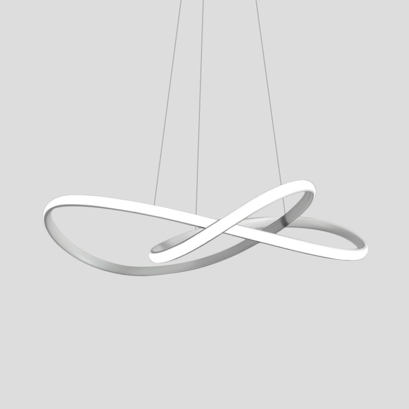 Curving LED Chandelier Light Minimal Acrylic Dining Table Suspension Lamp in Black/White/Gold, 19.5"/23.5" Width Clearhalo 'Ceiling Lights' 'Chandeliers' 'Modern Chandeliers' 'Modern' Lighting' 1460453