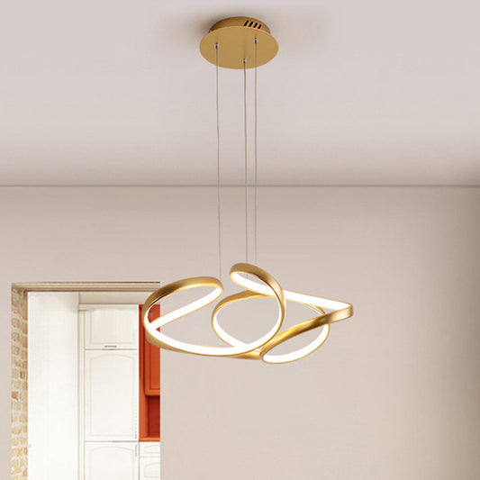 18"/19.5" W Minimalist LED Hanging Light Acrylic Gold/Coffee Seamless Curves Chandelier Pendant Light in Warm/White Light Clearhalo 'Ceiling Lights' 'Chandeliers' 'Modern Chandeliers' 'Modern' Lighting' 1460456