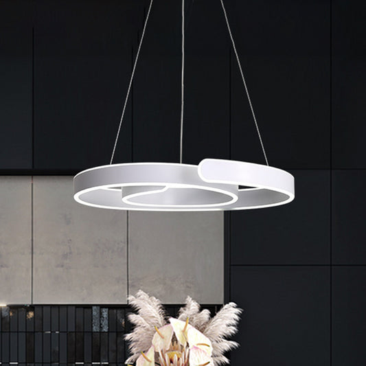 White Swirled LED Pendant Light Minimalism Acrylic Chandelier in Warm/White Light for Restaurant White Clearhalo 'Ceiling Lights' 'Chandeliers' 'Modern Chandeliers' 'Modern' Lighting' 1460465