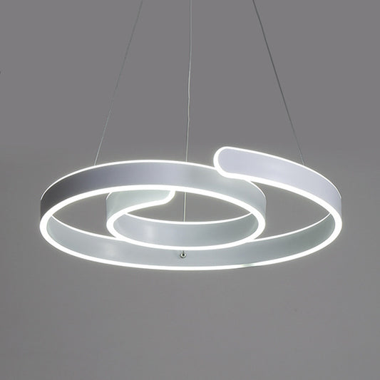 White Swirled LED Pendant Light Minimalism Acrylic Chandelier in Warm/White Light for Restaurant Clearhalo 'Ceiling Lights' 'Chandeliers' 'Modern Chandeliers' 'Modern' Lighting' 1460467