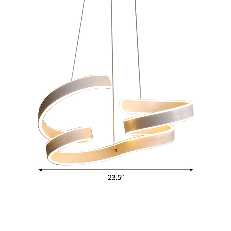 Minimalist Coiled Aluminum Chandelier LED Hanging Pendant Light in White over Dining Table, Warm/White Light Clearhalo 'Ceiling Lights' 'Chandeliers' 'Modern Chandeliers' 'Modern' Lighting' 1460473