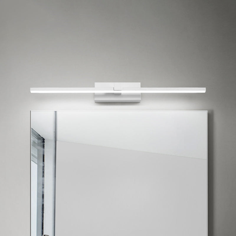 Iron Stick Vanity Mirror Light Simplicity Black/White LED Wall Mounted Lamp for Bathroom, 16/19.5/23.5 Inch Long Clearhalo 'Modern wall lights' 'Modern' 'Vanity Lights' 'Wall Lights' Lighting' 1460494