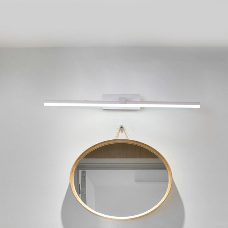 Iron Stick Vanity Mirror Light Simplicity Black/White LED Wall Mounted Lamp for Bathroom, 16/19.5/23.5 Inch Long White Clearhalo 'Modern wall lights' 'Modern' 'Vanity Lights' 'Wall Lights' Lighting' 1460495