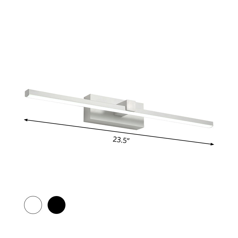 Iron Stick Vanity Mirror Light Simplicity Black/White LED Wall Mounted Lamp for Bathroom, 16/19.5/23.5 Inch Long Clearhalo 'Modern wall lights' 'Modern' 'Vanity Lights' 'Wall Lights' Lighting' 1460500