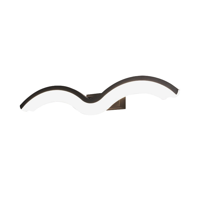 Black/White Wavelet LED Wall Sconce Minimalism Metal Vanity Mirror Light with Frosted Diffuser, 16"/23.5"/31.5" Long Clearhalo 'Modern wall lights' 'Modern' 'Vanity Lights' 'Wall Lights' Lighting' 1460581