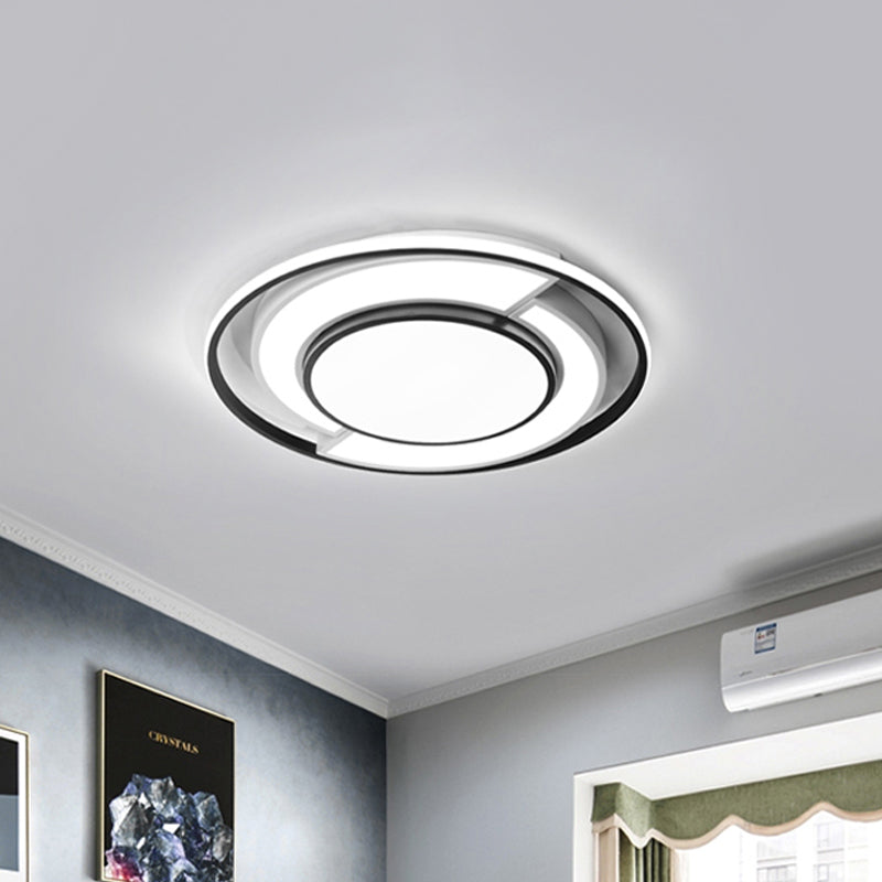 Modern Spliced Round Thin Ceiling Lamp Acrylic Bedroom 16.5/20.5 Inches Wide LED Flush Mounted Light in Black-White - Clearhalo - 'Ceiling Lights' - 'Close To Ceiling Lights' - 'Close to ceiling' - 'Flush mount' - Lighting' - 1460590
