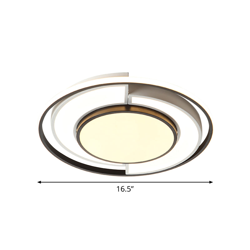 Modern Spliced Round Thin Ceiling Lamp Acrylic Bedroom 16.5/20.5 Inches Wide LED Flush Mounted Light in Black-White - Clearhalo - 'Ceiling Lights' - 'Close To Ceiling Lights' - 'Close to ceiling' - 'Flush mount' - Lighting' - 1460593