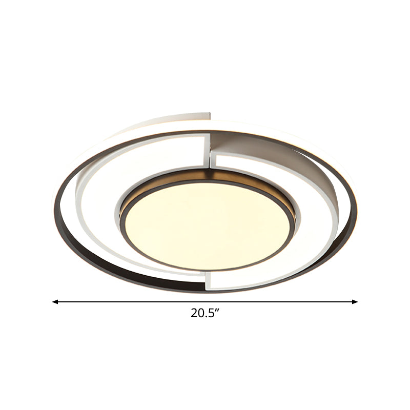 Modern Spliced Round Thin Ceiling Lamp Acrylic Bedroom 16.5/20.5 Inches Wide LED Flush Mounted Light in Black-White - Clearhalo - 'Ceiling Lights' - 'Close To Ceiling Lights' - 'Close to ceiling' - 'Flush mount' - Lighting' - 1460594