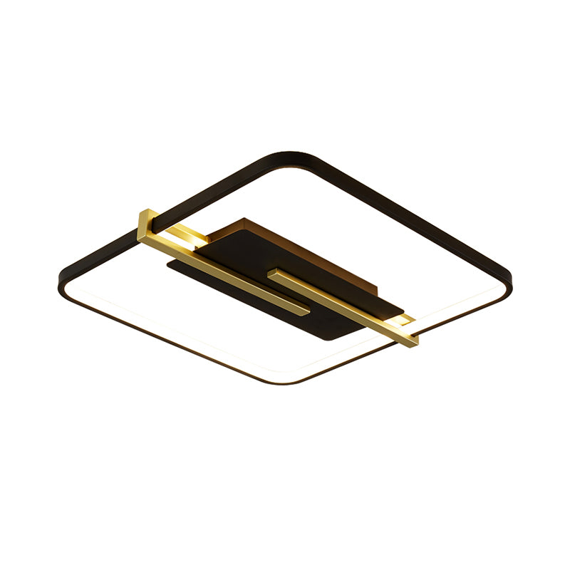 LED Bedroom Flush-Mount Light Fixture Minimalist Black/White and Gold Ceiling Lamp with Square Acrylic Frame - Clearhalo - 'Ceiling Lights' - 'Close To Ceiling Lights' - 'Close to ceiling' - 'Flush mount' - Lighting' - 1460608