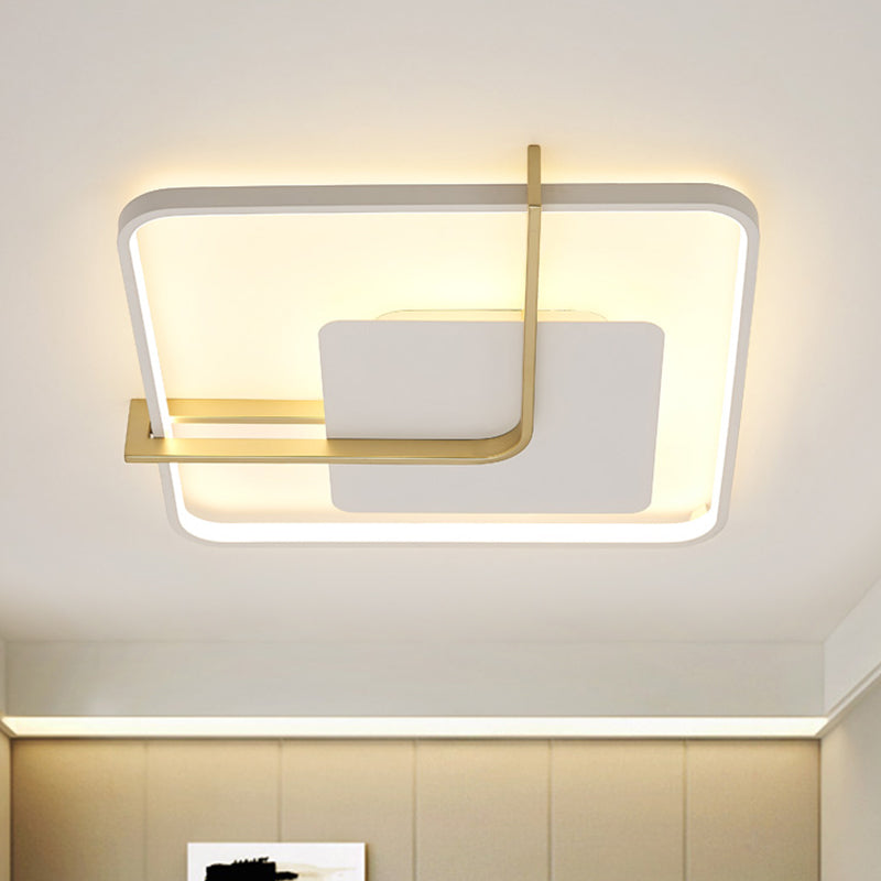 Squared Thin Ceiling Flushmount Lamp Minimalism Acrylic Black/White-Gold LED Flush Light Fixture with Right Angle Curve White-Gold Clearhalo 'Ceiling Lights' 'Close To Ceiling Lights' 'Close to ceiling' 'Flush mount' Lighting' 1460619