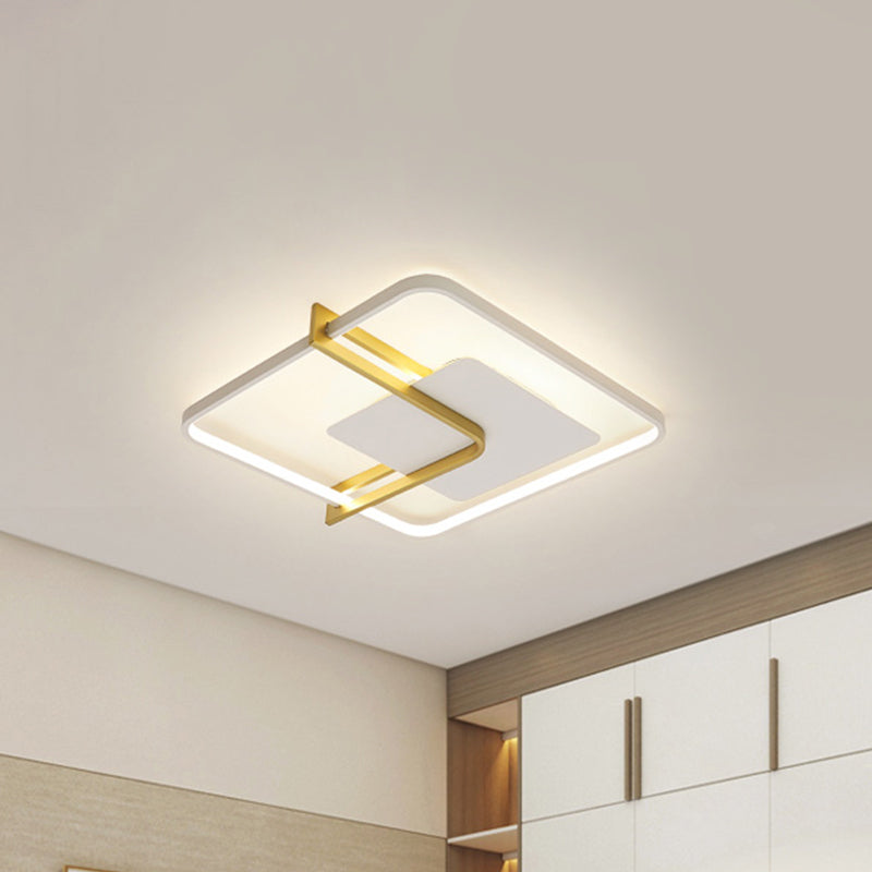 Squared Thin Ceiling Flushmount Lamp Minimalism Acrylic Black/White-Gold LED Flush Light Fixture with Right Angle Curve Clearhalo 'Ceiling Lights' 'Close To Ceiling Lights' 'Close to ceiling' 'Flush mount' Lighting' 1460620