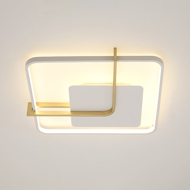 Squared Thin Ceiling Flushmount Lamp Minimalism Acrylic Black/White-Gold LED Flush Light Fixture with Right Angle Curve Clearhalo 'Ceiling Lights' 'Close To Ceiling Lights' 'Close to ceiling' 'Flush mount' Lighting' 1460622