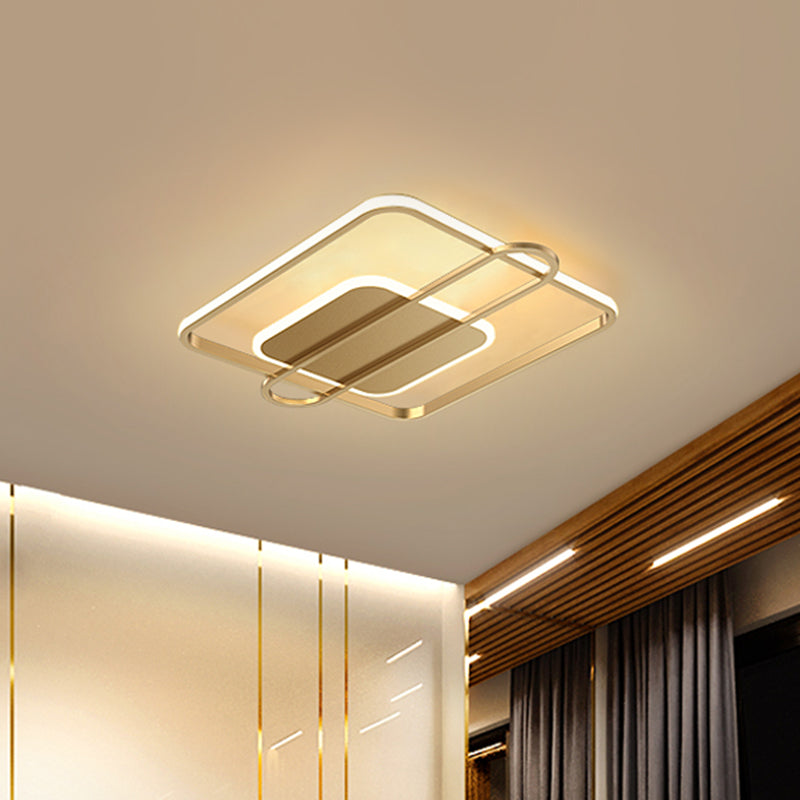 Square and Oblong Thin Ceiling Fixture Simplicity Aluminum Bedroom LED Flush Mount Lighting in Black/White/Gold, 16.5/20.5 Inch Width Clearhalo 'Ceiling Lights' 'Close To Ceiling Lights' 'Close to ceiling' 'Flush mount' Lighting' 1460624