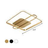 Square and Oblong Thin Ceiling Fixture Simplicity Aluminum Bedroom LED Flush Mount Lighting in Black/White/Gold, 16.5/20.5 Inch Width Clearhalo 'Ceiling Lights' 'Close To Ceiling Lights' 'Close to ceiling' 'Flush mount' Lighting' 1460627